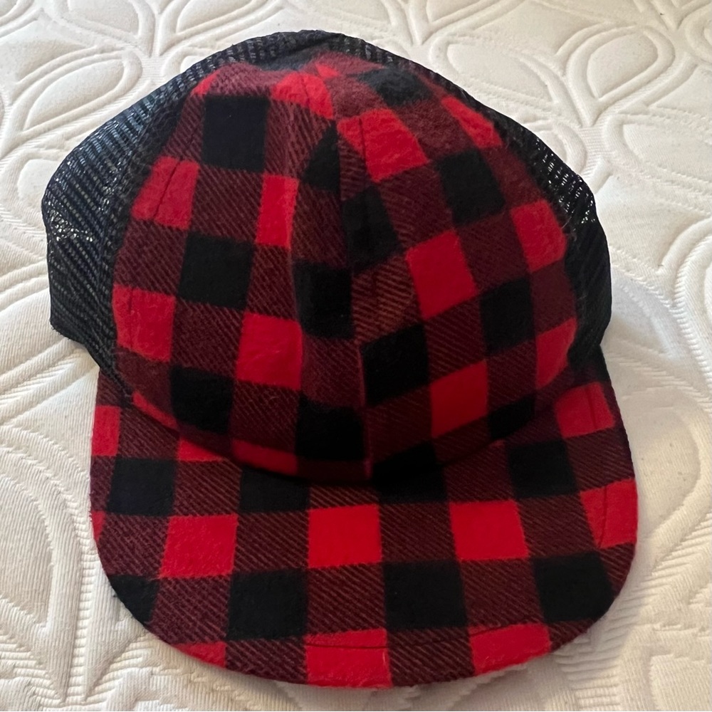 Red and Black Buffalo Plaid Baby/Toddler Trucker Hat